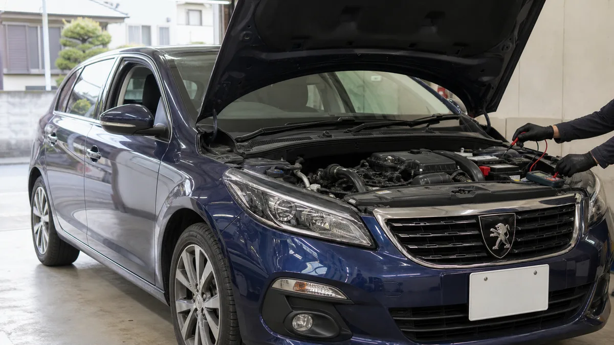 Peugeot プジョー バッテリー警告灯 208/308 原因と修理費2.5〜12万円