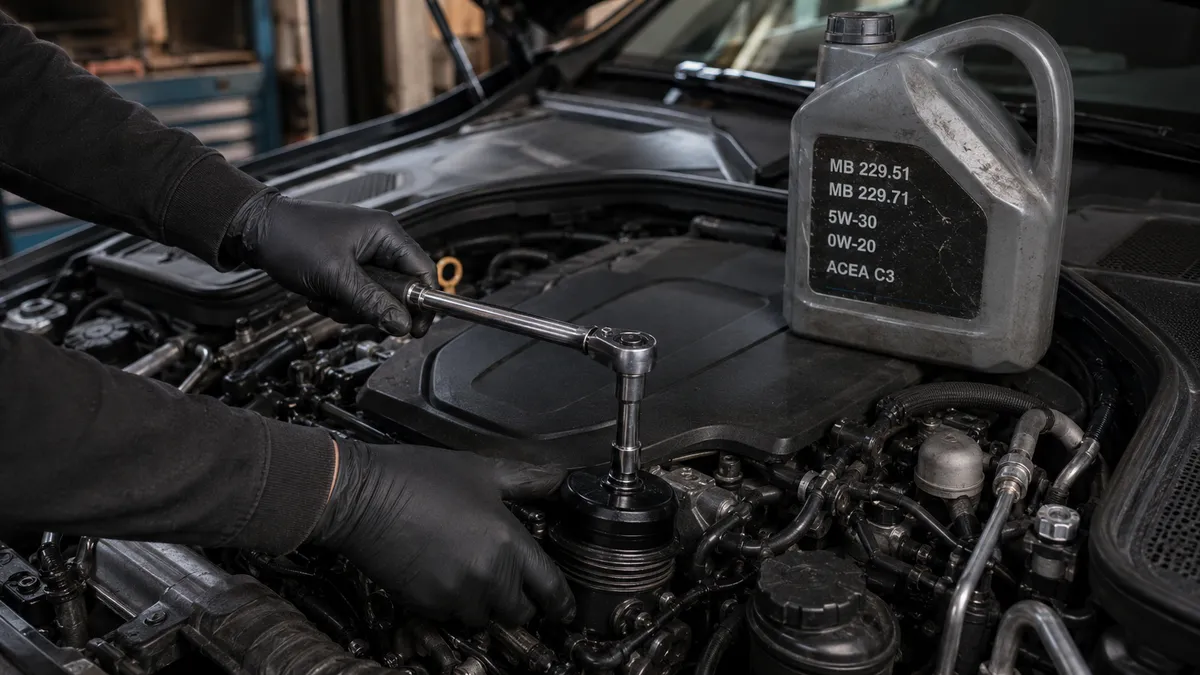 Mercedes-Benz メルセデスベンツ Cクラス(10代目・2014-2021)エンジンオイル交換 やり方 完全整備手帳